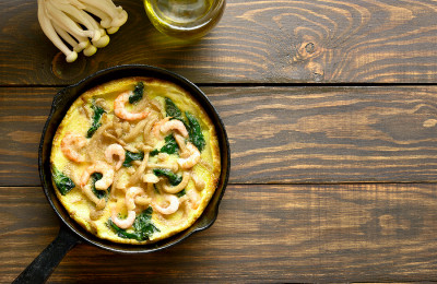 Spenatfrittata med räkor